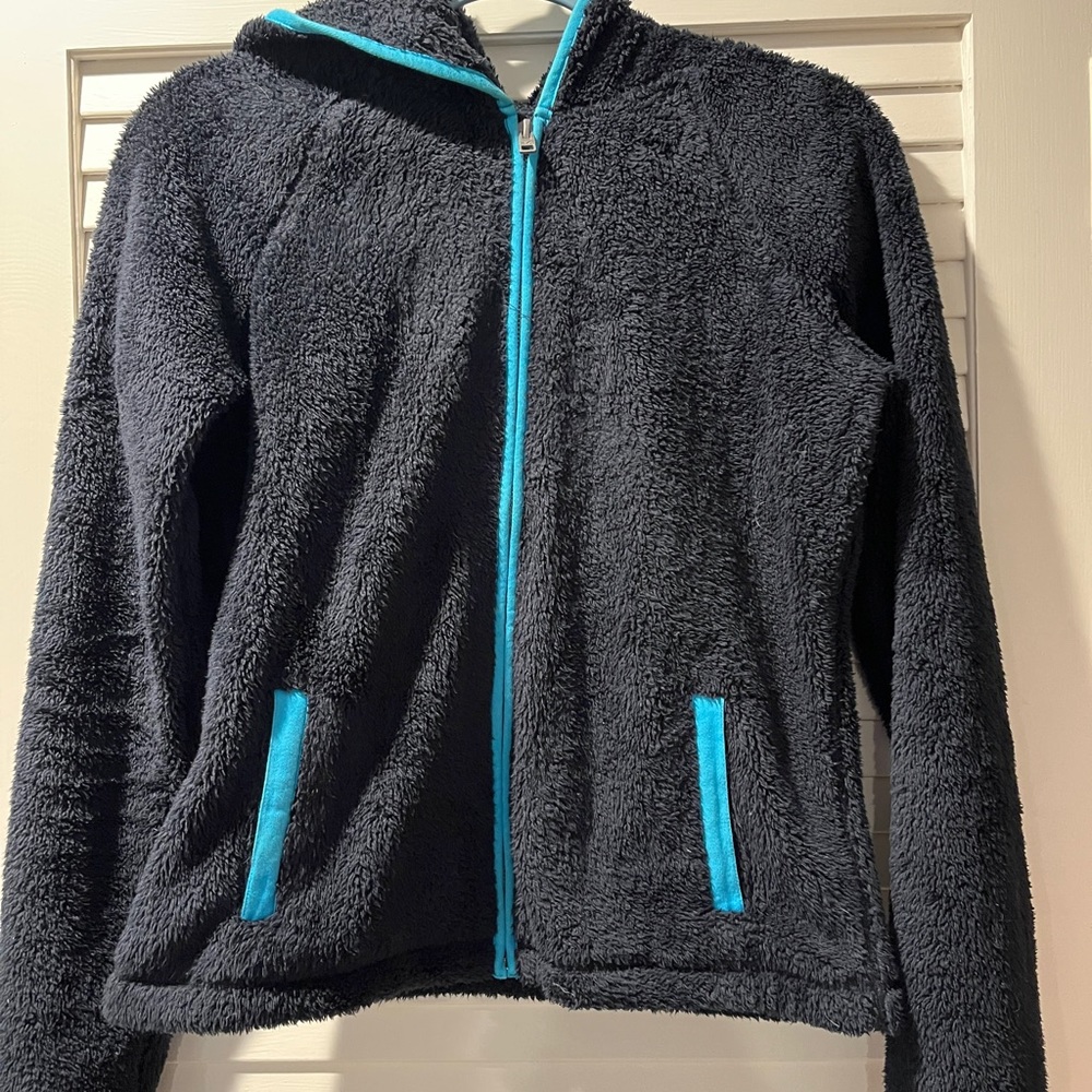 Hollister navy Sherpa zip up size M